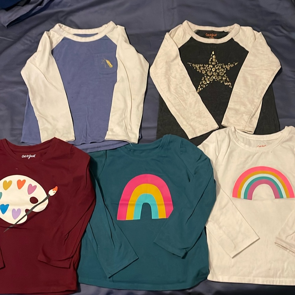 GUC 5 Cat & Jack girl tops sizes 5T and S(6/6X)